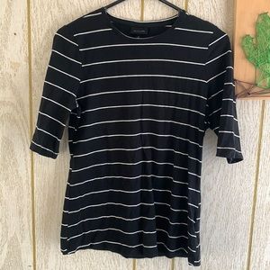 Black and white striped short sleeve shirt